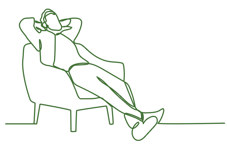 Man feeling relaxed on the chair in therapy